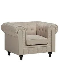 Beliani Sessel Polsterbezug beige Chesterfield , Textil , 112x79x85 cm , Wohnzimmer, Sessel, Chesterfield-Sessel