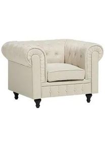 Beliani Sessel Polsterbezug beige Chesterfield , Textil , 110x70x75 cm , Wohnzimmer, Sessel, Chesterfield-Sessel