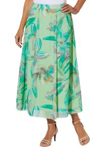 Dames Banenrok met bloemenprint resedagroen/roze bedrukt Maat 52