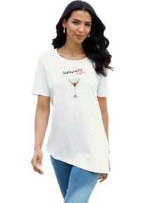 Damer Tunika med sned f&aring;ll gr&auml;ddvit-cerise Gr&ouml;&szlig;e 54