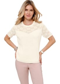 Damen Ajourpullover mit Wellenkanten ecru Gr&ouml;&szlig;e 42