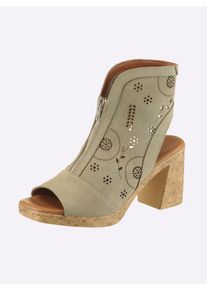 Heine Dames sandaaltjes in kaki ,maat 38, Witt, 100% Runderleer