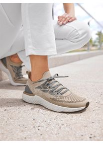 Heine Dames Sneaker in taupe-grijs ,maat 40, Witt, 100% Textiel