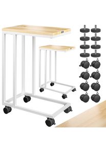 Casaria Bijzettafel Set van 2 Wit 50x35x65/70cm met Wieltjes