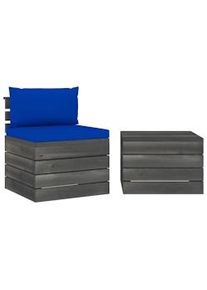 Muebles de jardín de palets 2 piezas cojines madera de pino