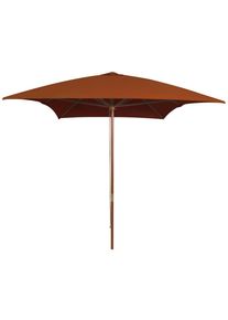 Sombrilla de jardín con palo de madera terracota 200x300 cm