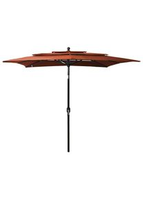 Sombrilla jardín 3 niveles palo de aluminio terracota 2,5x2,5 m