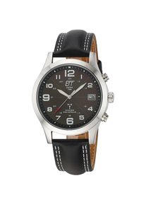 ETT , Jungen,Damen , Funkuhr &raquo;Gobi&laquo; Armbanduhr, Herrenuhr, Datum, Solar, Lederarmband , schwarz , Edle Funk-Armbanduhr f&uuml;r Herren