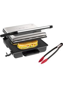 Tefal , Kontaktgrill »GC242D Inicio Grill Adjust« 2000 W regelbarer Thermostat mit 3 Stufen, antihaftbeschichtete Platten , schwarz/edelstahlfarben...