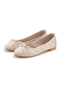 Lascana, Damen, Ballerina &raquo;Slipper, Schl&uuml;pfschuh&laquo; mit Schleifenapplikation VEGAN, beige, 36, beige, Klassische Ballerina in abgerundeter Form mit 