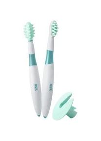 Nuk Zahnbürstenset , Kunststoff , 3-teilig , 9.2x17.3x2.6 cm , BPA-frei , Pflegen, Babypflegeprodukte