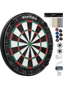 TecTake Dartscheibe Bully,Zubehör aus Anspitzer, 16 Flight-Schützern und Startlinie,schwarz/weiß , Naturmaterialen , 45x45 cm , Freizeit & Co, Sport & Fitness