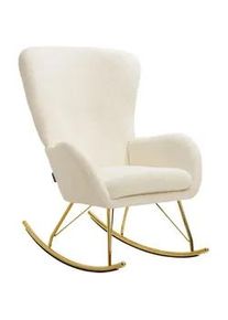 TecTake Schaukelstuhl Swing,70 x 93 x 100 cm, Belastbarkeit 120 kg,creme/gold , Creme, Goldfarben , Kunststoff , 70x100x93 cm , Wohnzimmer, Sessel, Schaukelstühle