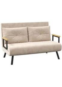 HOMCOM Schlafsofa, Zweisitzer mit Bettfunktion, Schlafcouch mit Samtoptik, Rückenkissen , Textil , Echtholz,Kautschukholz , Füllung: Polyester,Schaumstoff , einzeln stellbar , 73x81x102 cm , Babymöbel & Kindermöbel, Kinderzimmer & Jugendzimmer, Schlafsofas