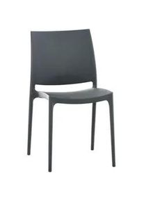 CLP Gartenstuhl Kunststoff dunkelgrau , 44x81x50 cm , Esszimmer, Stühle