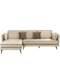 Beliani 3-Sitzer-Ecksofa Samtstoff Beige Altan , Textil , L-Form , 268x157 cm , Wohnzimmer, Sofas & Couches, Wohnlandschaften, Ecksofas