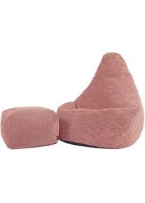 I.C.O.N. icon Kindersitzsack mit Hocker Dalton Cord , Pink , Textil , 100 L , 69x59x65 cm , Hergestellt in Deutschland, Oeko-Tex® Standard 100 , Wohnzimmer, Sessel, Sitzsäcke, Kindersitzsäcke