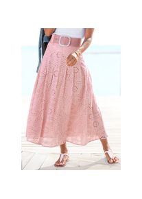 Buffalo, Damen, Maxirock aus Spitze, Sommerrock, modische Lochstickerei, mauve, 42, mauve, Sommerrock mit Lochstickerei