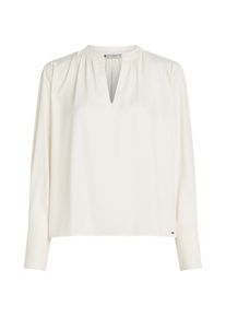 Tommy Hilfiger, Damen, Langarmbluse &raquo;SOFT VIS V NECK LS BLOUSE&laquo; mit Raffungen, Ivory Petal, 34, Ivory Petal, Elegante Bluse von Tommy Hilfiger