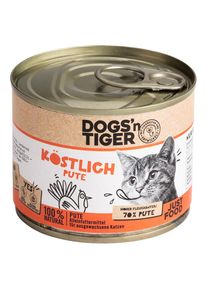 6x200g Comida húmeda para gatos Dogs'n Tiger Adult Cat pavo