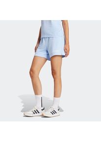 adidas Sportswear, Damen, Shorts &raquo;W LIN FT SHO&laquo; Mitelhoher Bund mit Kordelzug, aus weichem French Terry, Glow Blue / White, N-Gr, XS -N-Gr, Glow Blue 