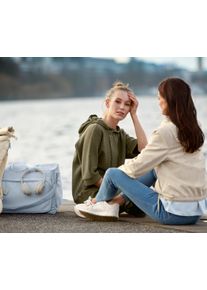 Tchibo - Női félhosszú ujjú szabadidőfelső - nő - méret L 44/46 - zöld/mintás