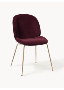 Gubi WESTWING x Gubi, Cadeira de jantar em veludo Beetle by Delia Lachance Dourado, Vermelho Metal, Veludo, Tecido L 56 x P 58 cm