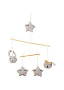 Avelia Mobile , Silberfarben , Holz, Textil , Füllung: Baumwollfüllung , Gots, Oeko-Tex® Standard 100 , Spielzeug, Holzspielzeug