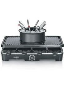 Severin Raclette-/Fondue-Kombination , Schwarz , Metall, Kunststoff , 40x18x26 cm , antihaftbeschichtete Raclette-Pf&auml;nnchen, Ein/Aus-Schalter, regelbarer Thermostat , Kochgeschirr, Tischgrills & Fondues, Raclette-Grills