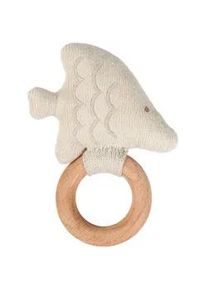 Avelia Rassel , Weiß , Holz, Textil , Buche , Füllung: Baumwolle (recycelt) , 9.5x13 cm , Gots, EN 71 , Rassel , Spielzeug, Babyspielzeug, Greiflinge & Rasseln