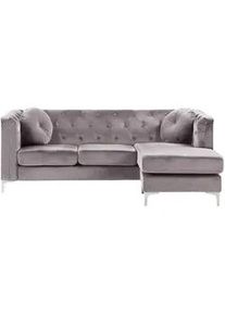 Beliani Ecksofa Samtstoff Grau rechtsseitig Flen , Textil , L-Form , 212x145 cm , Wohnzimmer, Sofas & Couches, Wohnlandschaften, Ecksofas