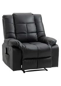 HOMCOM Massagesessel Elektrisch Fernsehsessel mit Liegefunktion 8 Massagepunkte Schwarz , Leder , Eukalyptusholz , Füllung: Schaumstoff,Schaumstoff , 99x99x94 cm , Wohnzimmer, Sessel, Massagesessel