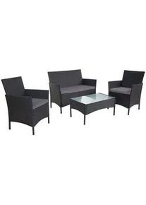 MCW 2-1-1 Poly-Rattan Garten-Garnitur Anthrazit , Kunststoff , Gartenmöbel, Gartengarnituren, Gartenmöbel-Sets