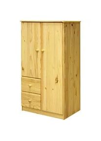 Möbilia Livetastic Kleiderschrank , Naturfarben , Holz , Kiefer , massiv , 3 Fächer , 2 Schubladen , 80x136x43 cm , Schlafzimmer, Komplette Schlafzimmer und Serien, Schlafzimmerserien