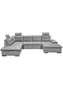 Livetastic Wohnlandschaft , Grau , Textil , Ottomane links, U-Form , 324x218 cm , Made in Eu , Schlafen auf Sitzhöhe, Rücken echt, Armteil rechts , Wohnzimmer, Sofas & Couches, Wohnlandschaften, Ecksofas mit Schlaffunktion