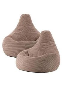 I.C.O.N. icon Sitzsack Sessel aus Cord 2-tlg. , Mokka , Kunststoff , 90x73x84 cm , Hergestellt in Deutschland , Wohnzimmer, Sessel, Sitzsäcke, XXL Sitzsäcke