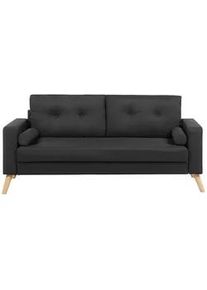 Beliani 2-Sitzer-Sofa Polsterbezug Schwarz Kalmar , Textil , 182x88x74 cm , Wohnzimmer, Sofas & Couches, Sofas, 2-Sitzer Sofas