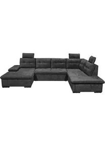 Livetastic Wohnlandschaft , Schwarz , Textil , Ottomane rechts, U-Form , 324x218 cm , Made in Eu , Schlafen auf Sitzhöhe, Rücken echt, Armteil links , Wohnzimmer, Sofas & Couches, Wohnlandschaften, Ecksofas mit Schlaffunktion
