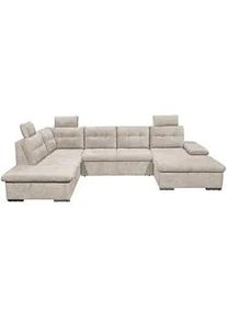 Livetastic Wohnlandschaft , Greige , Textil , Ottomane links, U-Form , 324x218 cm , Made in Eu , Schlafen auf Sitzhöhe, Rücken echt, Armteil rechts , Wohnzimmer, Sofas & Couches, Wohnlandschaften, Ecksofas mit Schlaffunktion