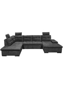 Livetastic Wohnlandschaft , Schwarz , Textil , Ottomane links, U-Form , 324x218 cm , Made in Eu , Schlafen auf Sitzhöhe, Rücken echt, Armteil rechts , Wohnzimmer, Sofas & Couches, Wohnlandschaften, Ecksofas mit Schlaffunktion