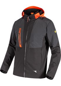 Diadora Utility Softshell Hybrid, kurtka robocza wodoodporna , kolor: Czarny/Ciemnoszary/Pomarańczowy , rozmiar: L