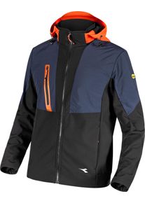 Diadora Utility Softshell Hybrid, casaco de trabalho impermeável , cor: Preto/Azul Escuro/Cor-De-Laranja , tamanho: 4XL