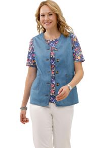 Damen Jeansweste mit Kn&ouml;pfen in Horn-Optik blue-bleached Gr&ouml;&szlig;e 42