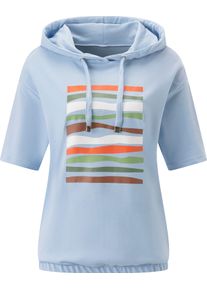 Damer Sweatshirt med halvl&aring;nga &auml;rmar isbl&aring;-ecru Gr&ouml;&szlig;e 48