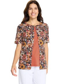 Damen 2-in-1-Shirt mit floralem Muster schwarz-papaya-bedruckt Gr&ouml;&szlig;e 38