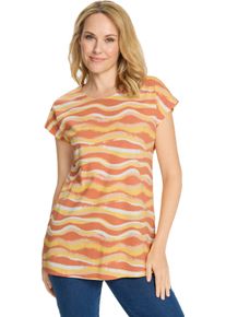 Damer L&aring;ng topp med sidosprund papaya-gul-med tryck Gr&ouml;&szlig;e 54