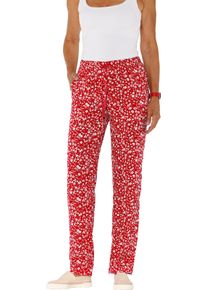 Dames Comfortbroek van onderhoudsarm materiaal rood/wit geprint Maat 26