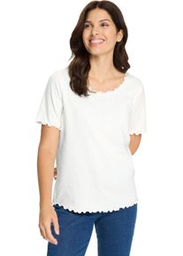 Damer Kort&auml;rmad topp med v&aring;gformade avslut gr&auml;ddvit Gr&ouml;&szlig;e 42