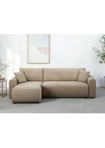 Otto Home Ecksofa »JONAA, 241cm, L-Form, Schlafsofa, Boxspringfederung, Cord u. Struktur« 133/200cm, Recamiere links/rechts, Bettkasten, Cord u....