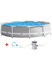 Intex Rundpool » »Framepool« 305x76 cm« inkl. hochwertigem Pool-Reinigungsset in grau, Größe Ø/B/H/L: Breite 305 cm x Höhe 76 cm x Länge
